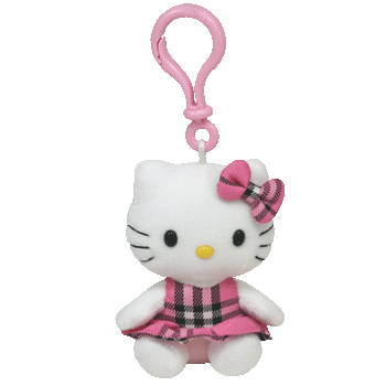 Hello Kitty Pink Tartan Key Clip - Ty Beanie Babies